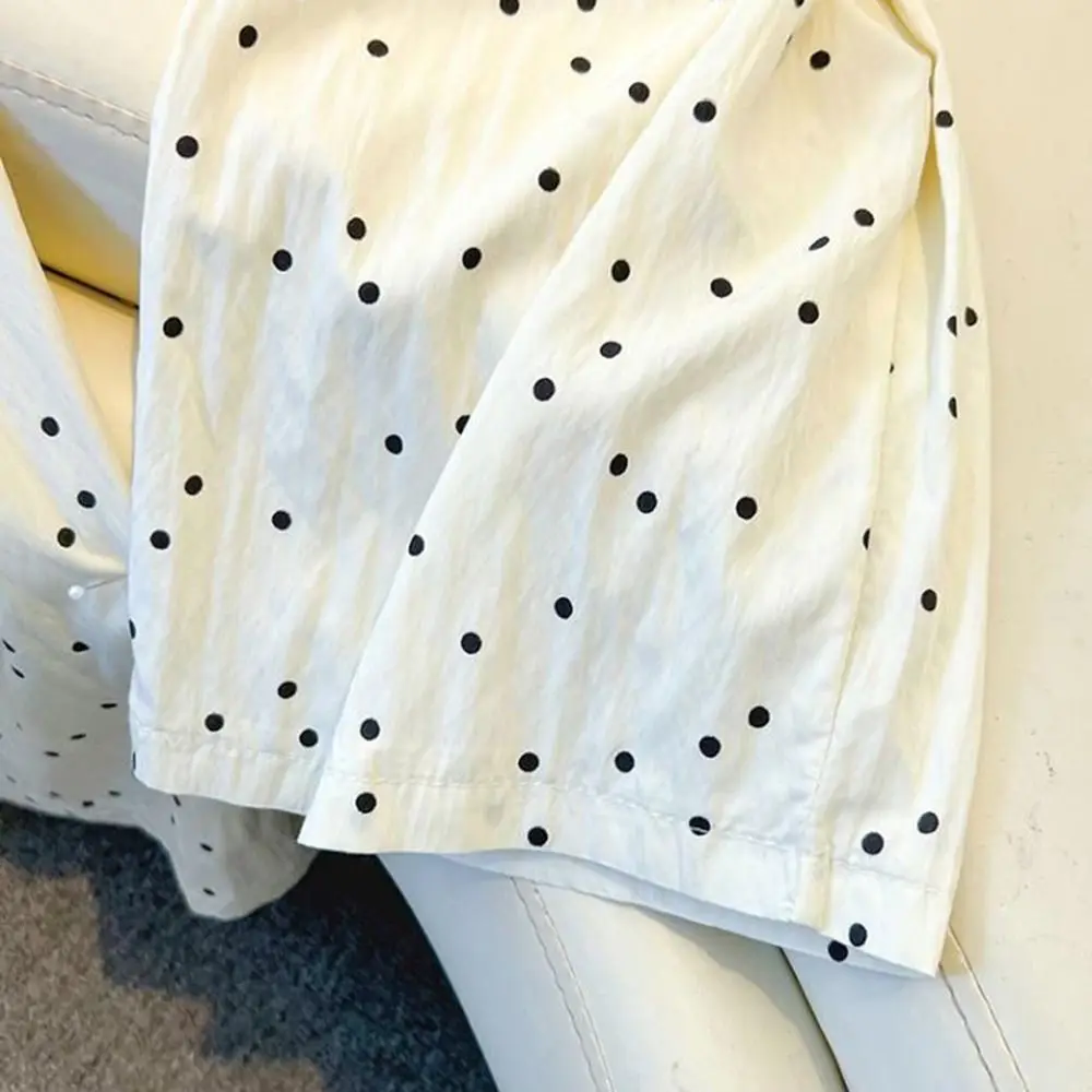 Fashion Loose Fit Polka Dot Wide Leg Pants Casual Wear Draped Elastic Waist Pants Streetwear Women Wide Leg Pants Women Clothing