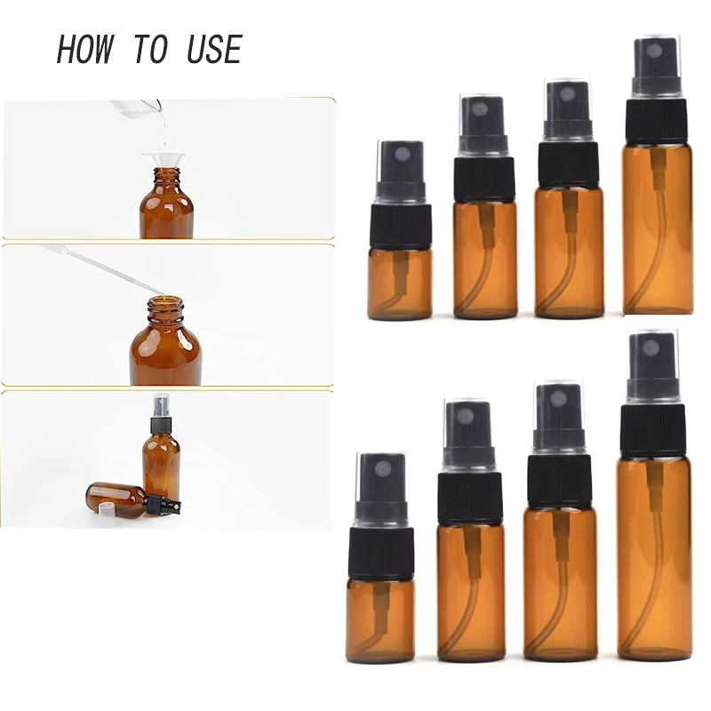 5/10pcs 5ml 10ml 15ml 20ml brown glass empty bottle high-end fine spray convenient small sample perfume essential oil bottle