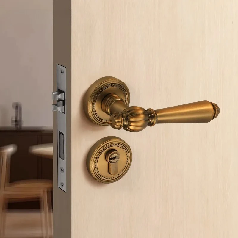 French Style Small Pumpkin Door Handle Split Silent Magnetic Lock for Indoor Bedroom Bathroom Solid Wood Door