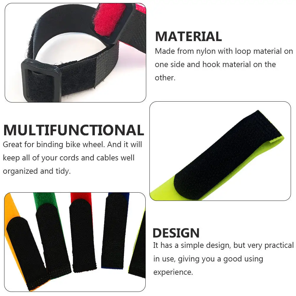 Bike Frame Cable Organizer Straps 15Pcs Reusable Hook and Loop Ties for Cycling Commute Wire Management