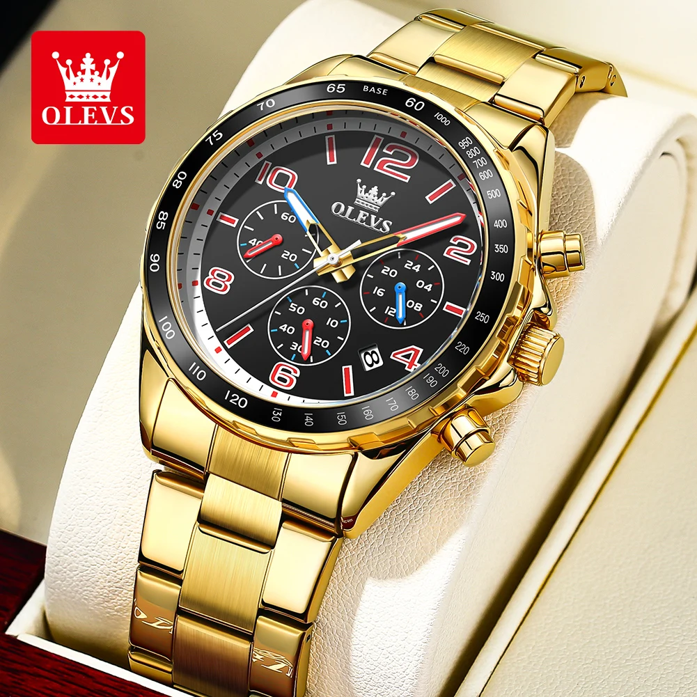 

OLEVS Men's Quartz Watches Luxury Waterproof Luminous Chronograph Wrist Watch for Men Fashion Stainless Steel Sports Man Watch