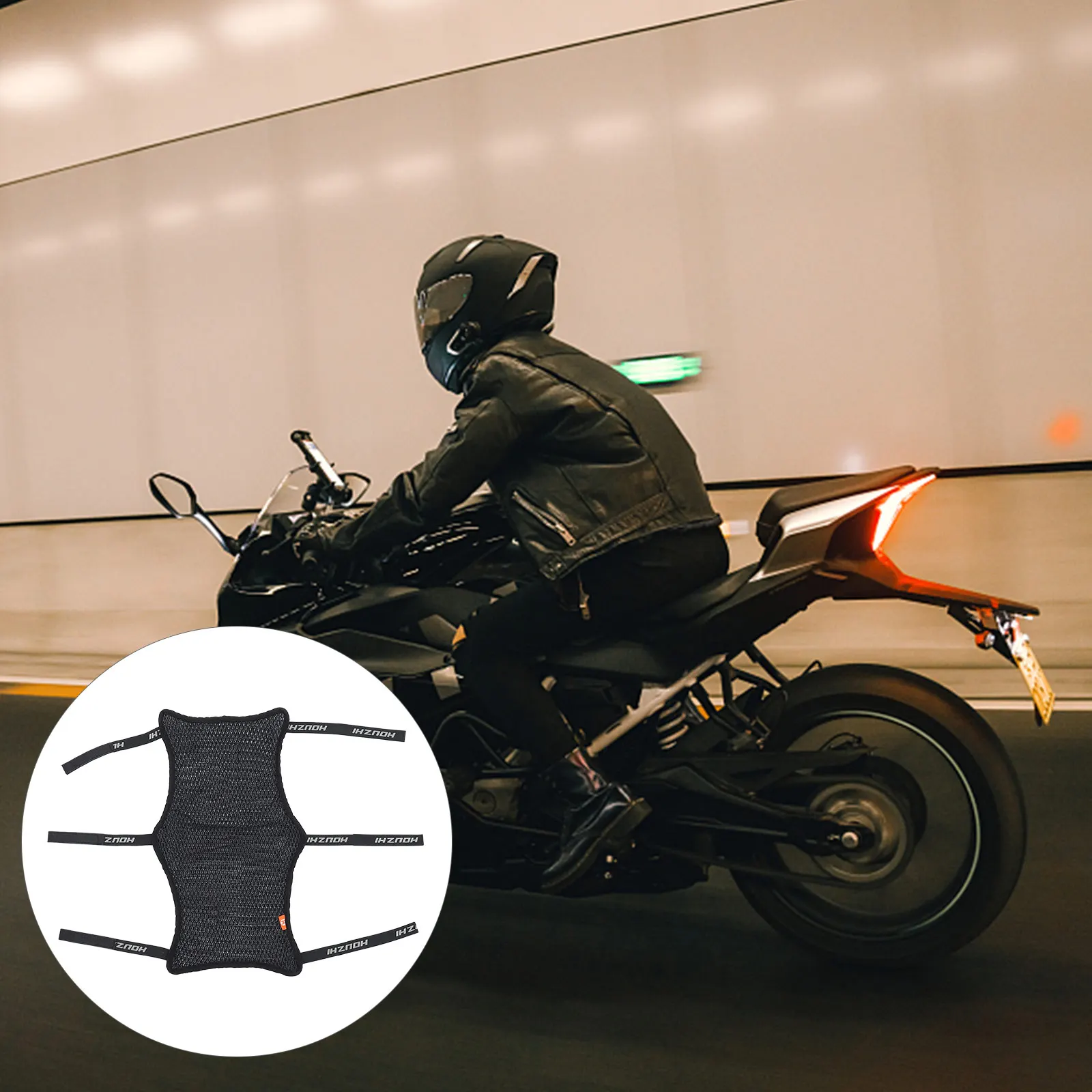 

Motorcycle Seat Cover Mesh Cushion Magnetic Motorbike Seats Protector Polyester for