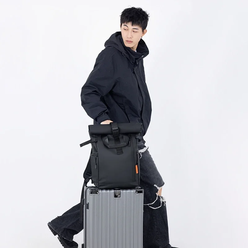 Unisex Modischer Minimalistischer Großraum-Wasserdichter Rucksack Tragbare College-Schultasche Trendiger Designer-Rucksack für Männer – Detail 16