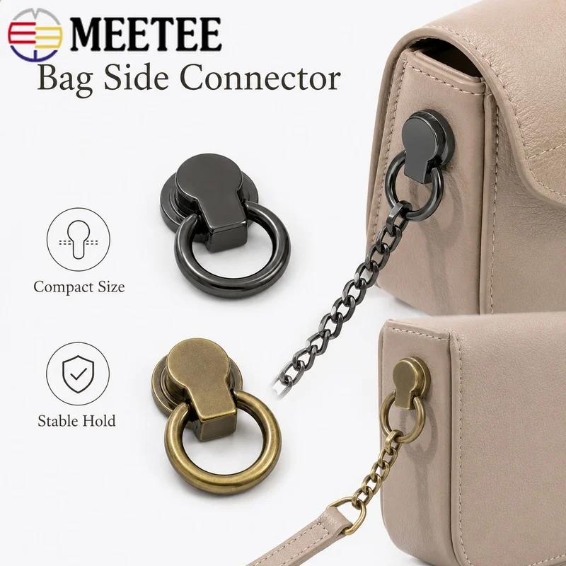 10/20/30/50Pcs 8/10mm Metal O Ring Side Clip Handbag Chain Hanger Purse Strap Connector Screw Rivet Anchor Stud Craft Hardware