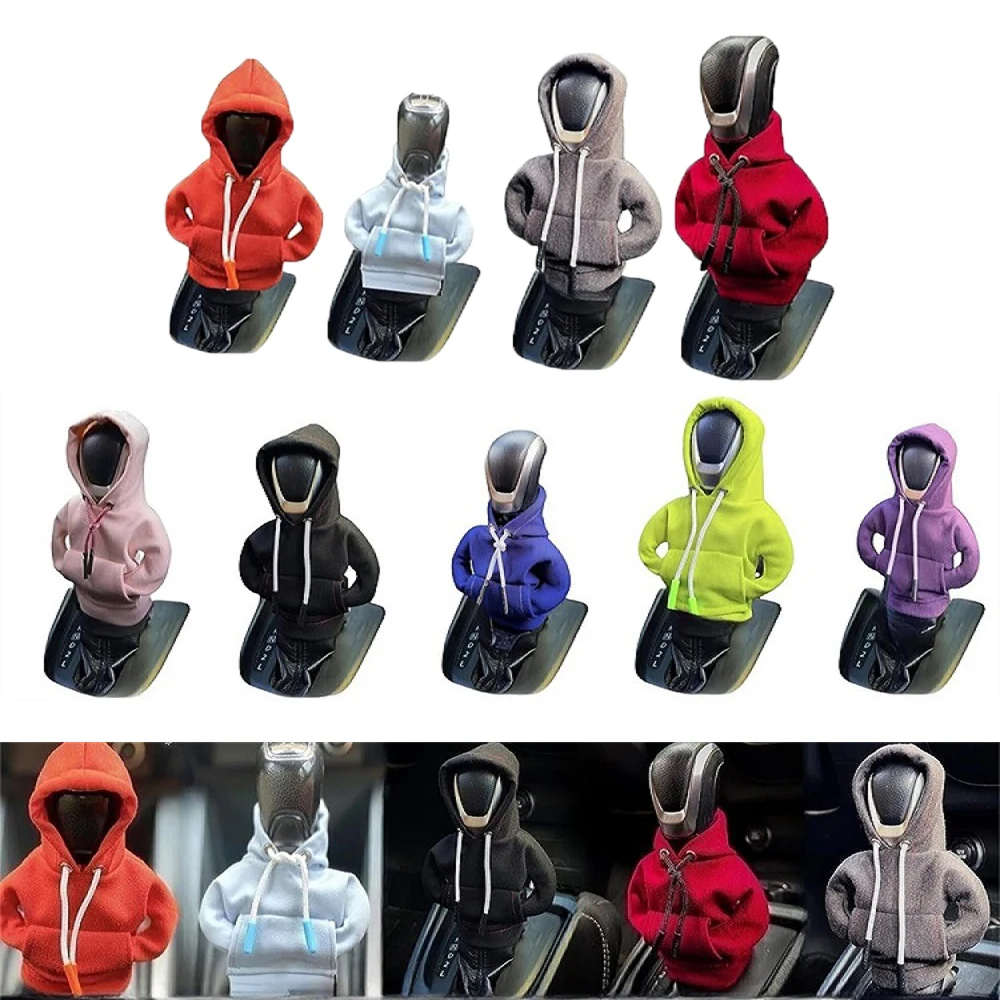 Hoodie Car Gear Shift Cover Fashion Sweatshirt Car Gear Shift Knob Decor Cover Manual Gear Handle Collars Change Lever Cover