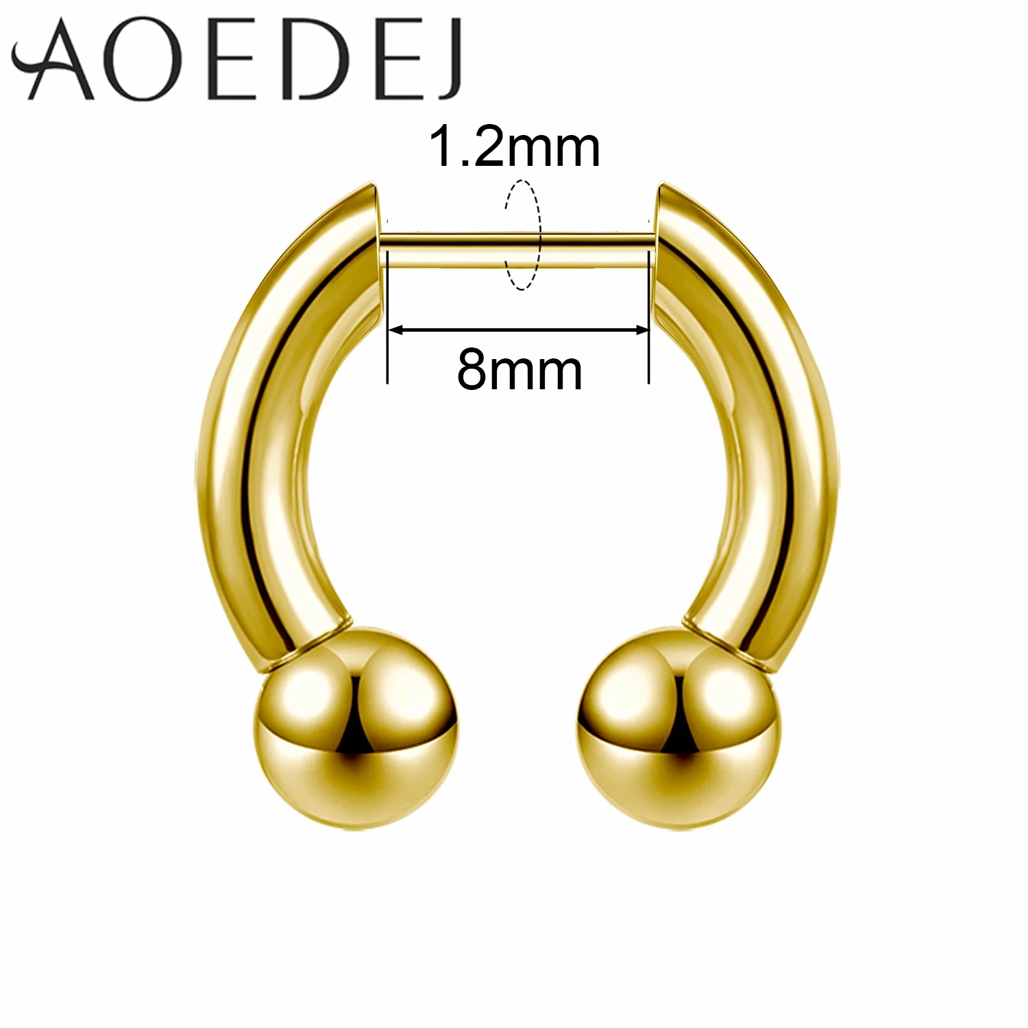 AOEDEJ 1 PC 16G Plug-In-Stil Edelstahl Nasenringe Damen Herren Septum Ring Spike Ox Horn Große Messgeräte Körperpiercings 8/10 MM