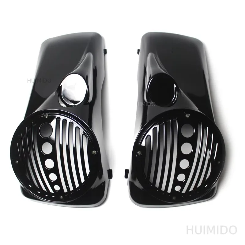 Motorcycle 8 Inch Side Box Saddle Pocket Speaker Cover ABS Vivid Black