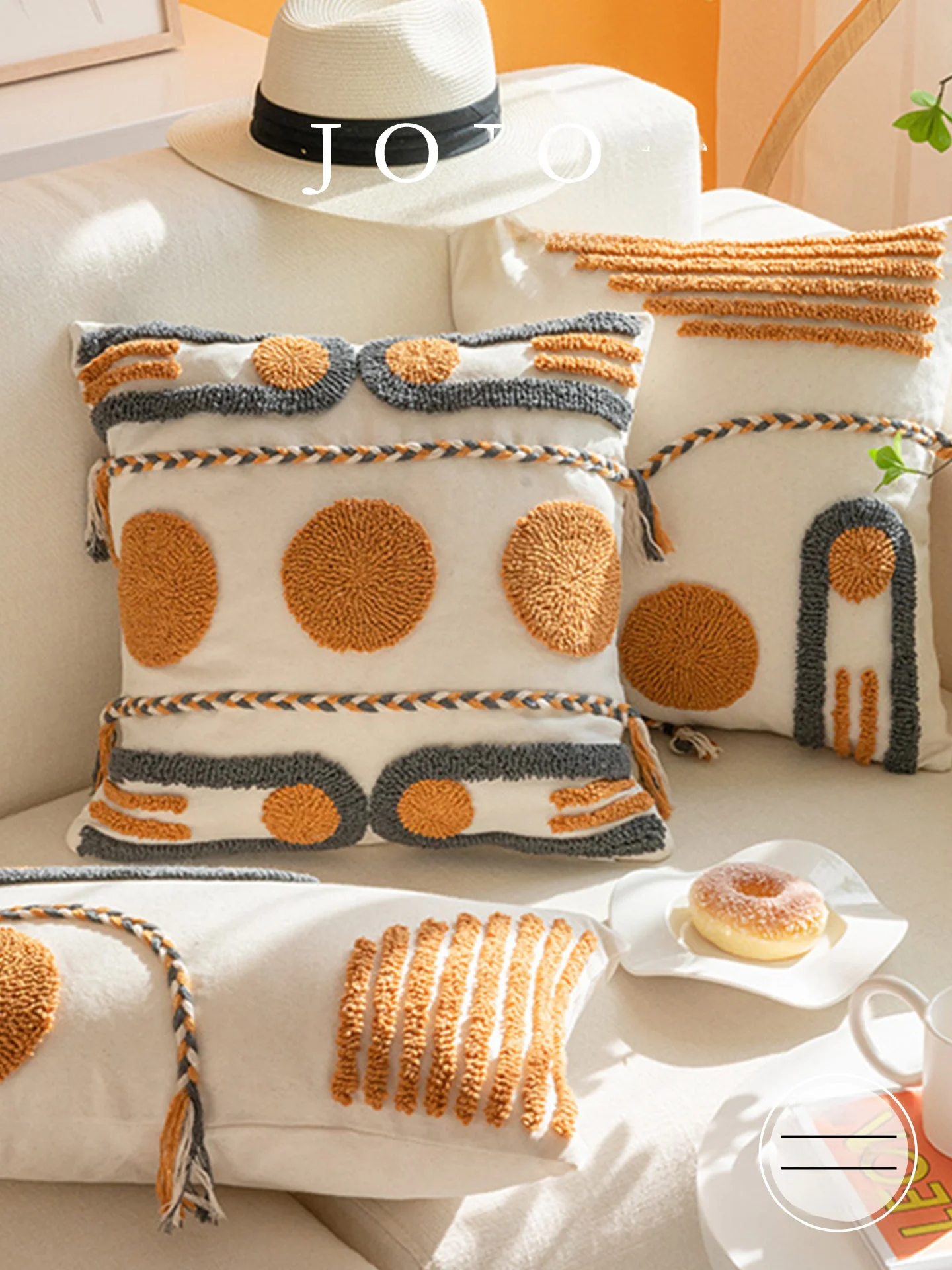 

n Sle Square Pillowcase PDplant Retro Nordic Ins Canvas Material Removable And Waable for Sofa Universal Use