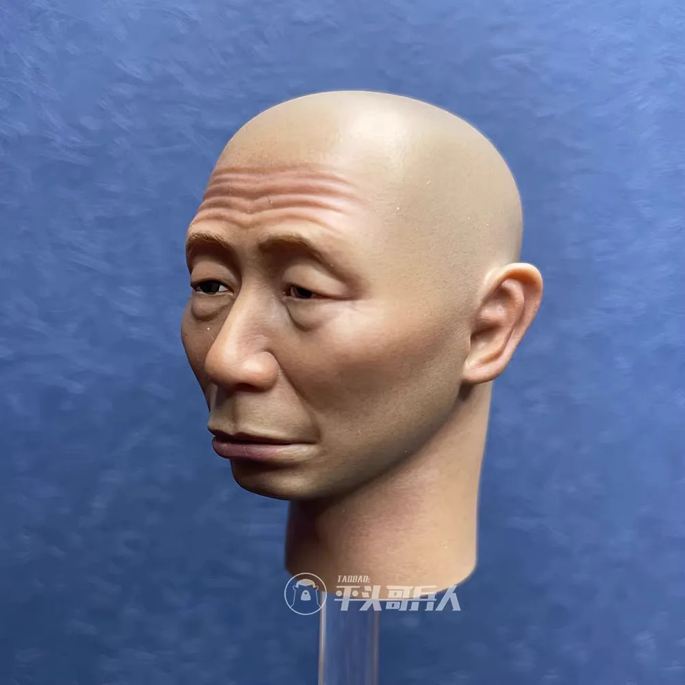 Hot Sales 1/6 Asia Orient Man Monk Wrrior Monk Bald Old Male Head Sculpture Carving For 12