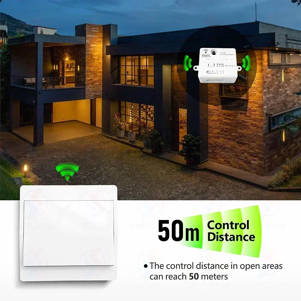 Mini 433MHz Smart Light Switch,50m Self Powered Wireless Wall Switch No Need Battery,110V 220V Mini RF Module,for Home Appliance