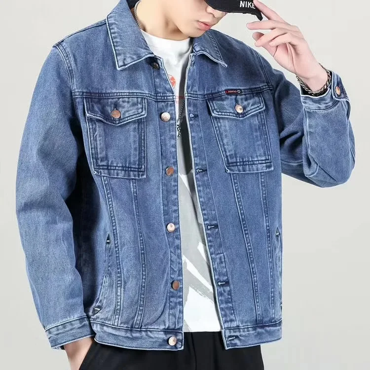 

Men's Denim Jaet Long Sve Workwear Loose Fit Wear Resistant Spring Autumn Casual Faion Youth Sle Multi ket Design