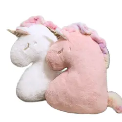 Kawaii Dream 50x35cm Fluffy Plush Closed Eyes Unicorn Pillow INS Style Sofa Home Decor Throw Cushion Soft Doll Kid Toy Christmas