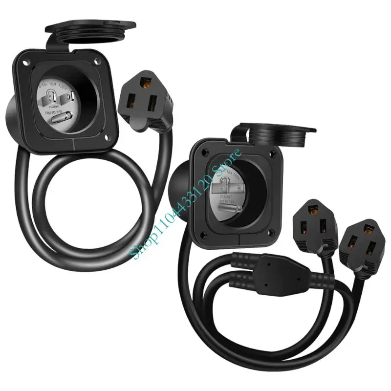 

0XXD Weather Resistant Power Cord US Standard Outlet Outdoor Camping Extension Cable for Multiple Device Connection