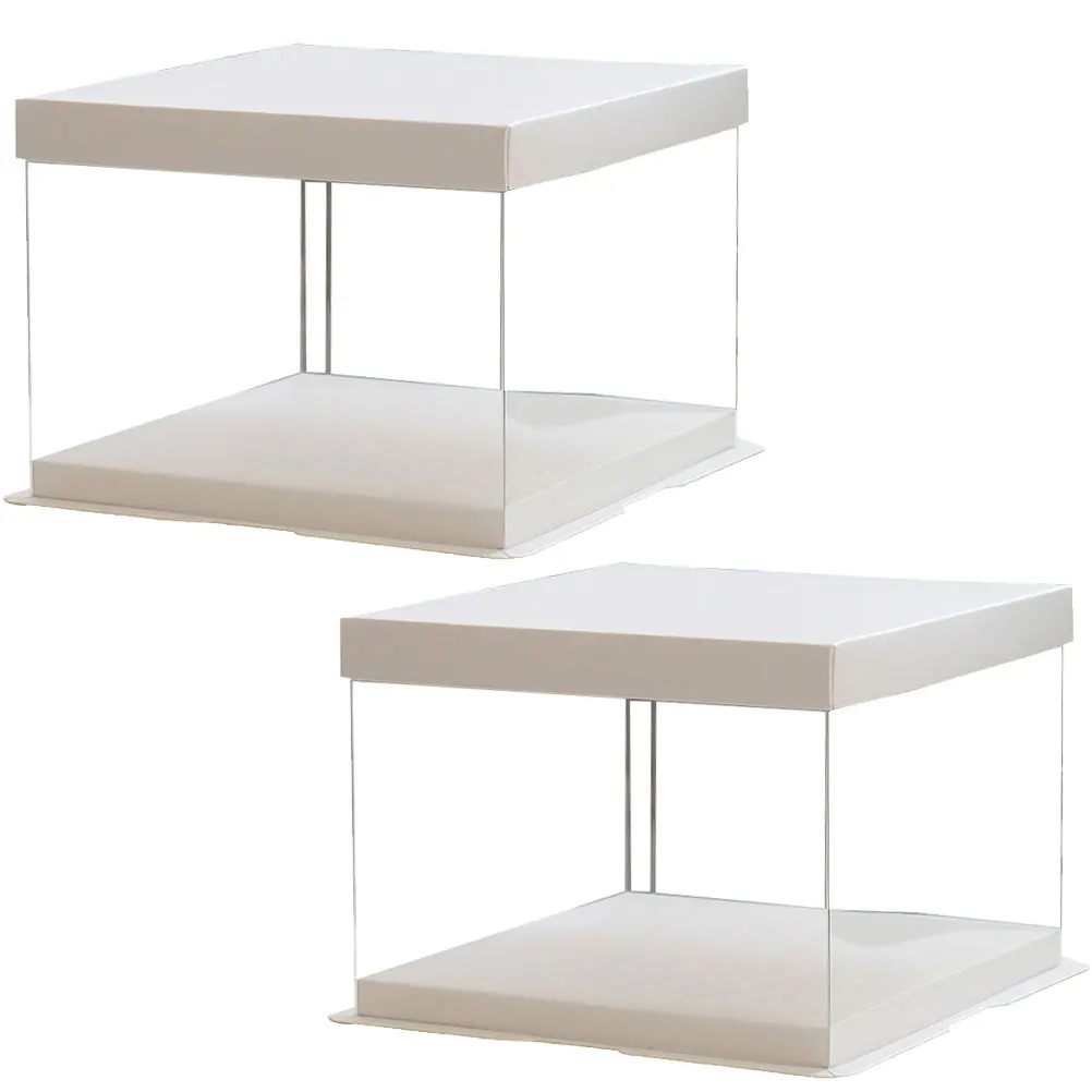 

2 Pcs Cake Box Dessert Boxes Clear Transparent Reusable Carrier Mini Gift with Lids Round