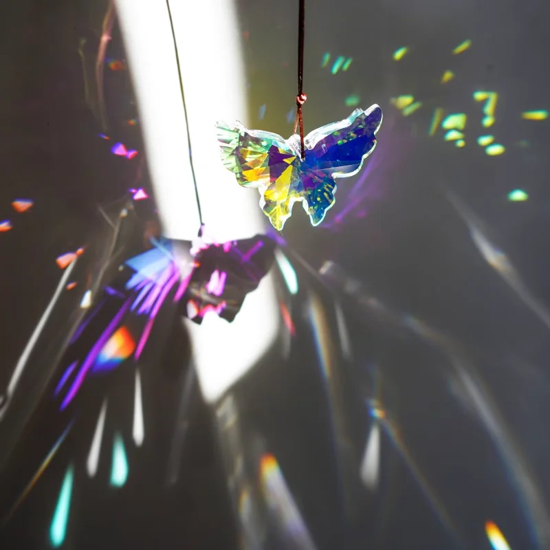 

AB Color Light Butterfly Crystal Hanging Suncatcher Hanging Decoration Chandelier Crystal Accessories Wedding Party Favors
