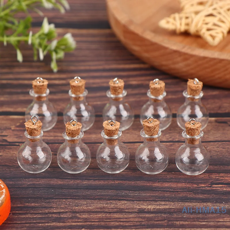 10Pcs/Set Small Glass Bottles Clear Bottles Mini Wishing Bottles with Cork Stoppers Wedding Christmas Birthday Party DIY Crafts