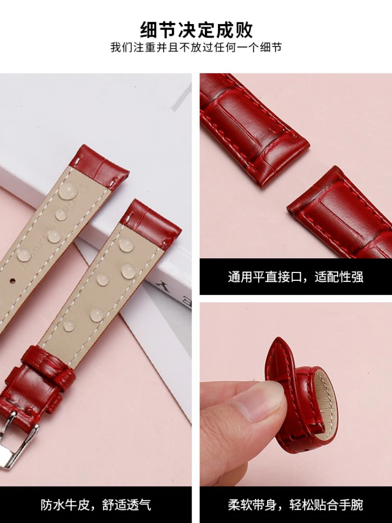 FUYIJIA Crocodile Patterned Cowhide Watchbands L-ongines L5 Original Style Strap Butterfly Buckle 12MM~22MM Genuine Leather Belt