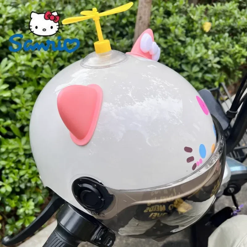 Sanurgente-Casque d'équitation de moto électrique, Hello Kitty, demi-casque de sécurité, protection solaire, chaud, été, hiver, jouets