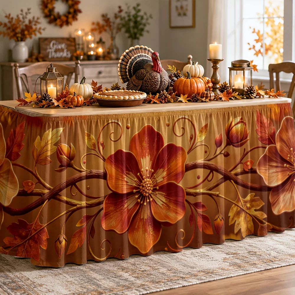 Tablecloth - Autumn Flowers - Warm Interior - Festive Gathering - Autumn - Halloween - Thanksgiving Dayxzj