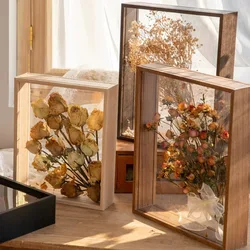 4cm Deep Transparent Shadow Box Frames Bouquet Display Flower Case Deep for Crafts 3D Picture Memorabilia Memory Wooden Tabletop