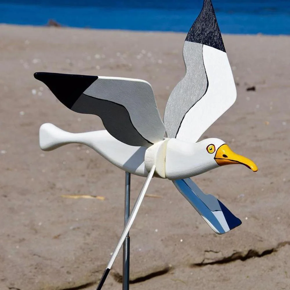 New Outdoor Beach Grassland Garden Seagull Windmill Holiday Simulation Bird Personalized Courtyard Decoration Gift Accessories