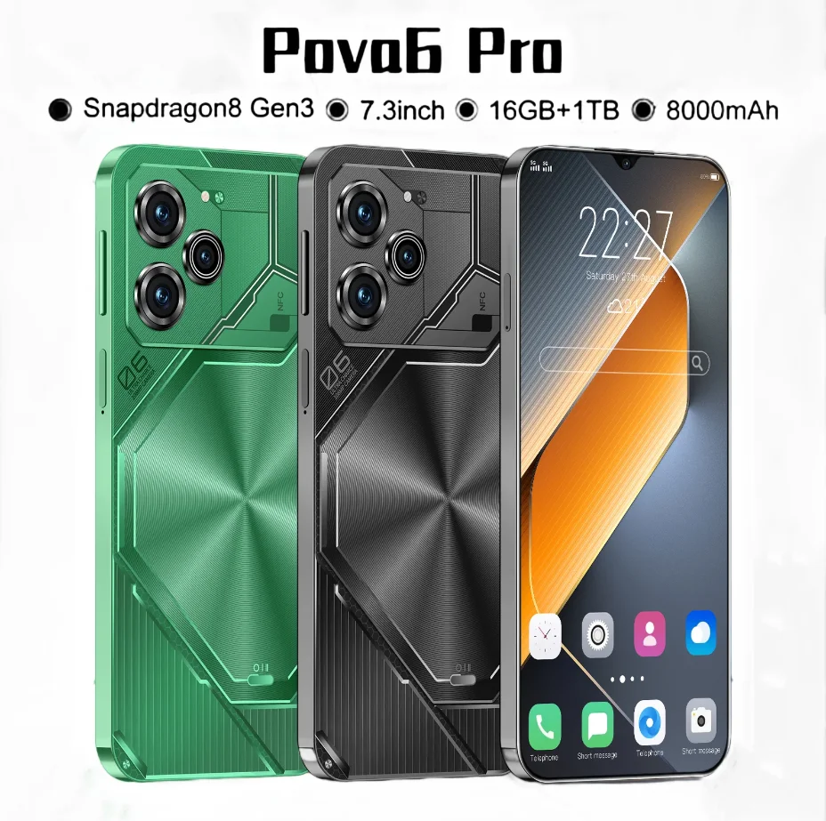 Pova-teléfono inteligente 6 Pro Original, Smartphone 5G, dimensión 9200, 7,3 pulgadas, 16 GB + 1TB, SIM Dual, 50 + 108MP, Android 14, desbloqueado,