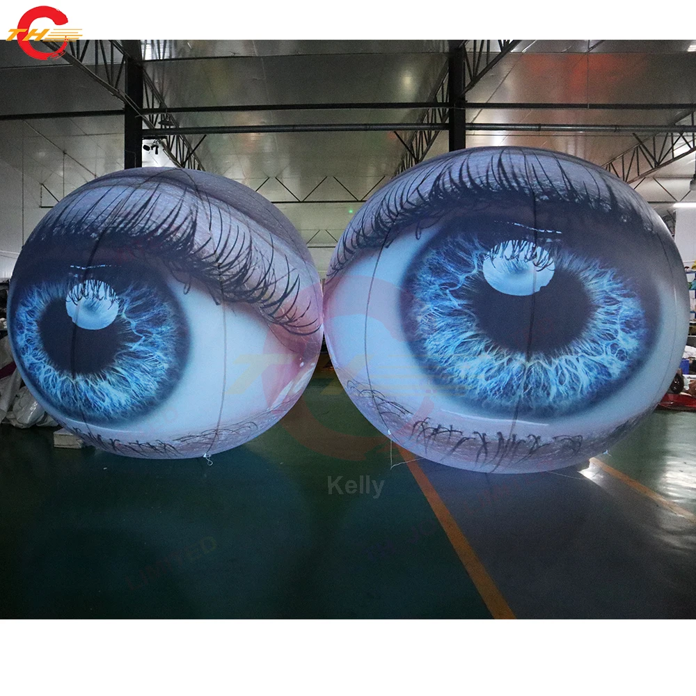 Fast Shipping  3m Dia Giant Eyeball Scary Inflatable Eye Balloon Replica with Lighting for Art Show Halloween Decoration