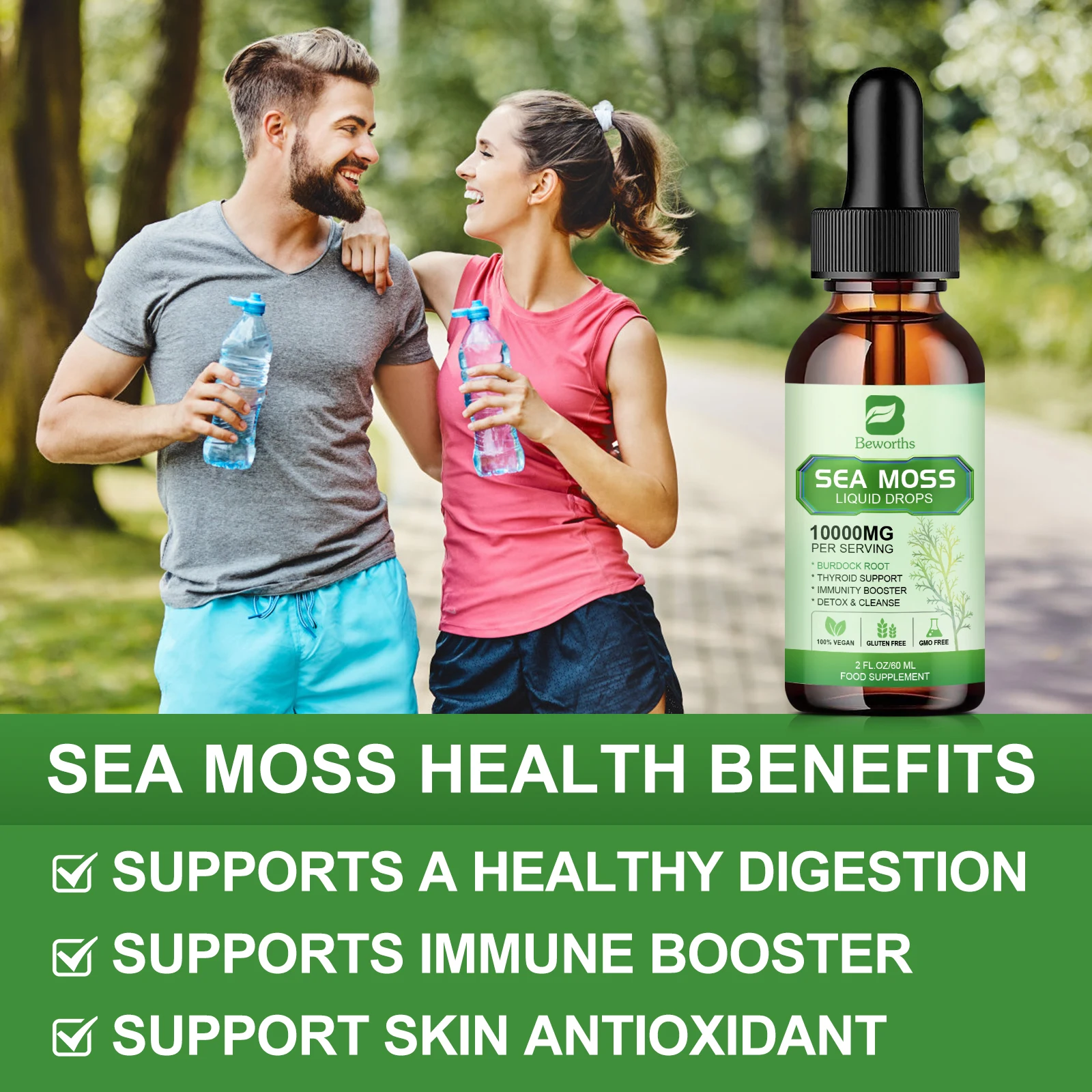 BEWORTHS Sea Moss Capsules with Burdock Root, Bladderwrack for Thyroid Joint Health Support Immunity, Gut & Energy Health