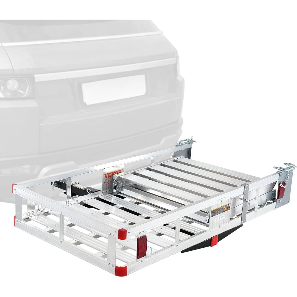 

Hitch Mount Cargo Carrier, 500LBS Mobility Scooter Carrier with Folding Ramp, Aluminum Trailer Hitch Rack Basket & Stabilizer,