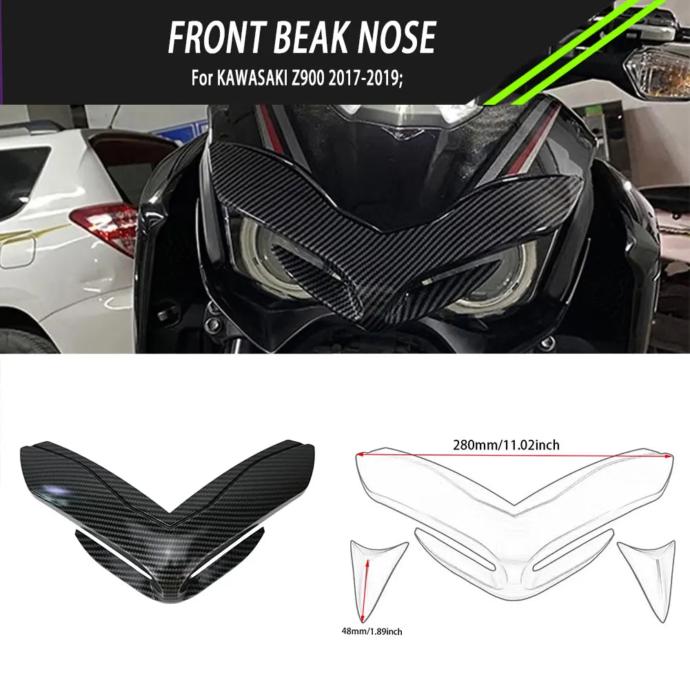 

Z900 Motorcycle Front Peak Nose Extension Cover Extender Aerodynamic Front Fairing Fins For KAWASAKI Z900 2017-2019 Motorbike