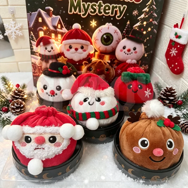 Christmas Bao Bun Squishy Plush Toy Squeeze Doll Stress Relief Fidget Toy Sensory Plushie Xmas Gift Box Set Stocking Stuffer