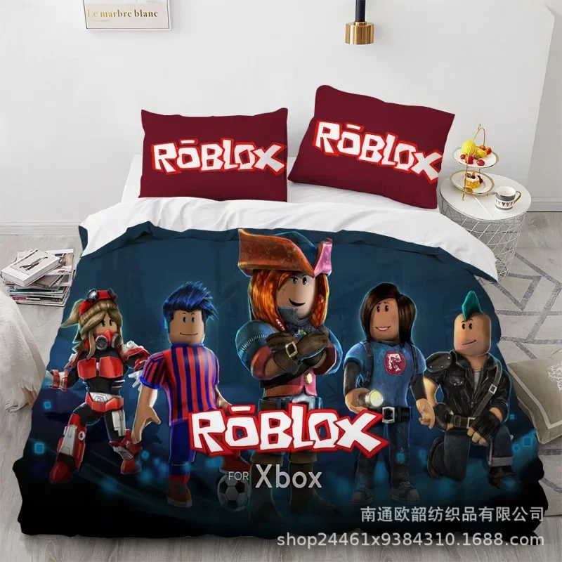 Roblox الكرتون لطيف غطاء لحاف عيد ميلاد سعيد طقم سرير الملكة الملك الحجم الكامل لقضاء عطلة غرفة نوم المراهقين النساء الهدايا #3