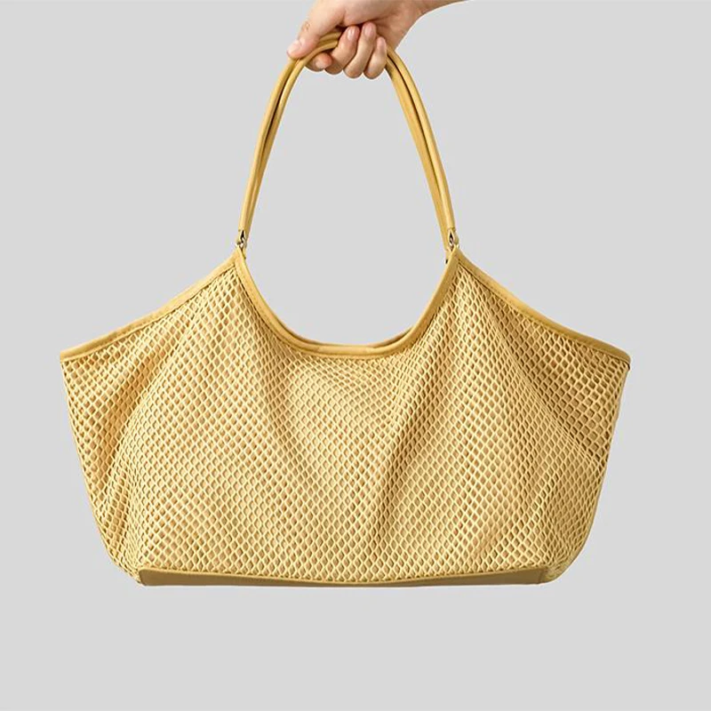 

French Elegant Handbag Fashion Brand Design Shoulder Tote Bags Casual Hollow Woven Bag New Commuting Large Capacity Storage Bags