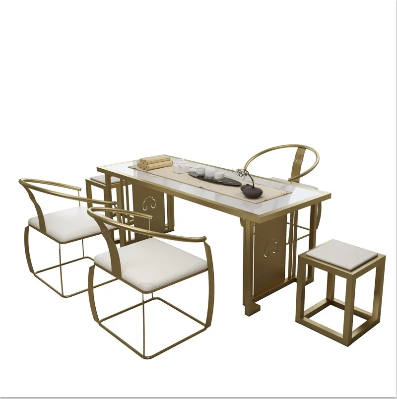 

Light luxury tea table and chairs, Zen marble , kung fu , Chinese style furniture