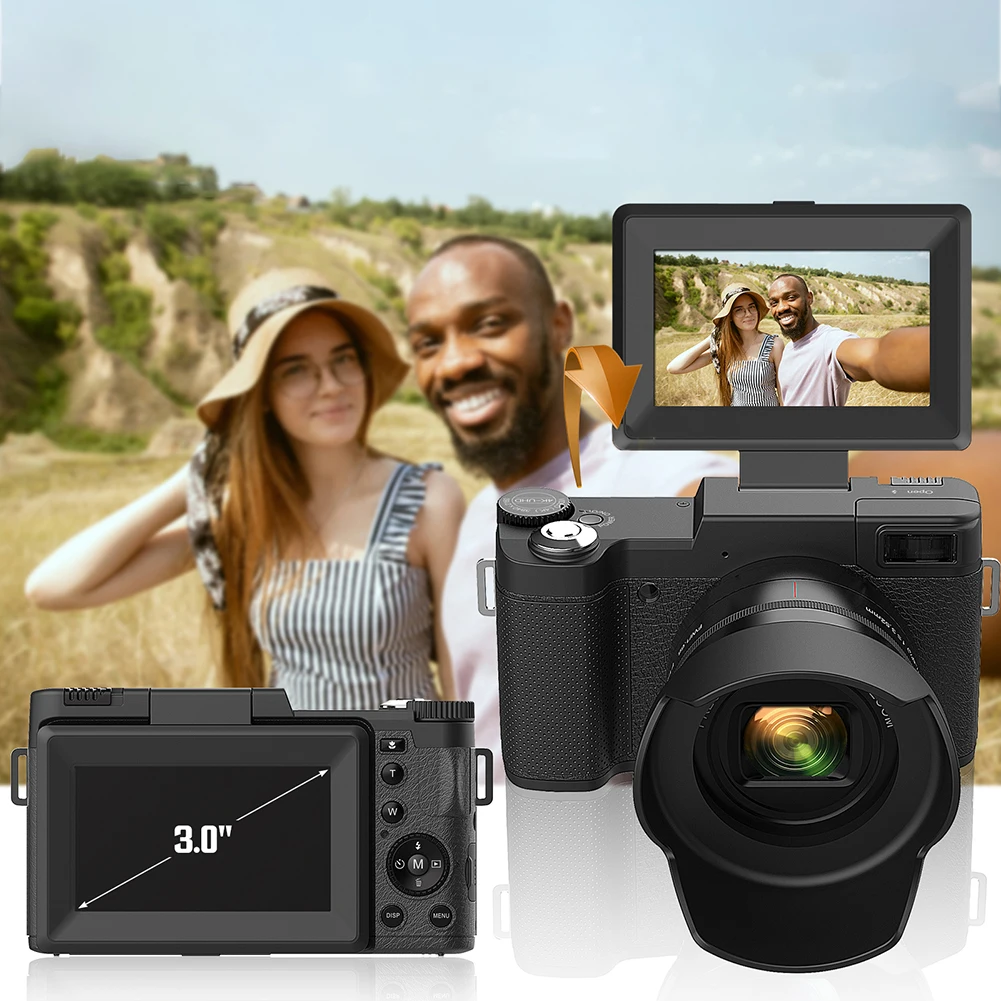 4K 48MP Digital Camera Photo Camera 5X Optical Zoom & 8X Digital Zoom Vlogging Camera 3.0inch IPS Screen Point and Shoot Camera