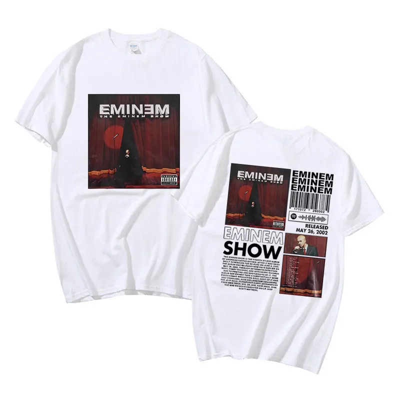 Rapper The Eminem Show Album Double Sided Print T Shirt Men Hip Hop Oversized T-shirts Male Vintage Style Streetwear Tees Summer