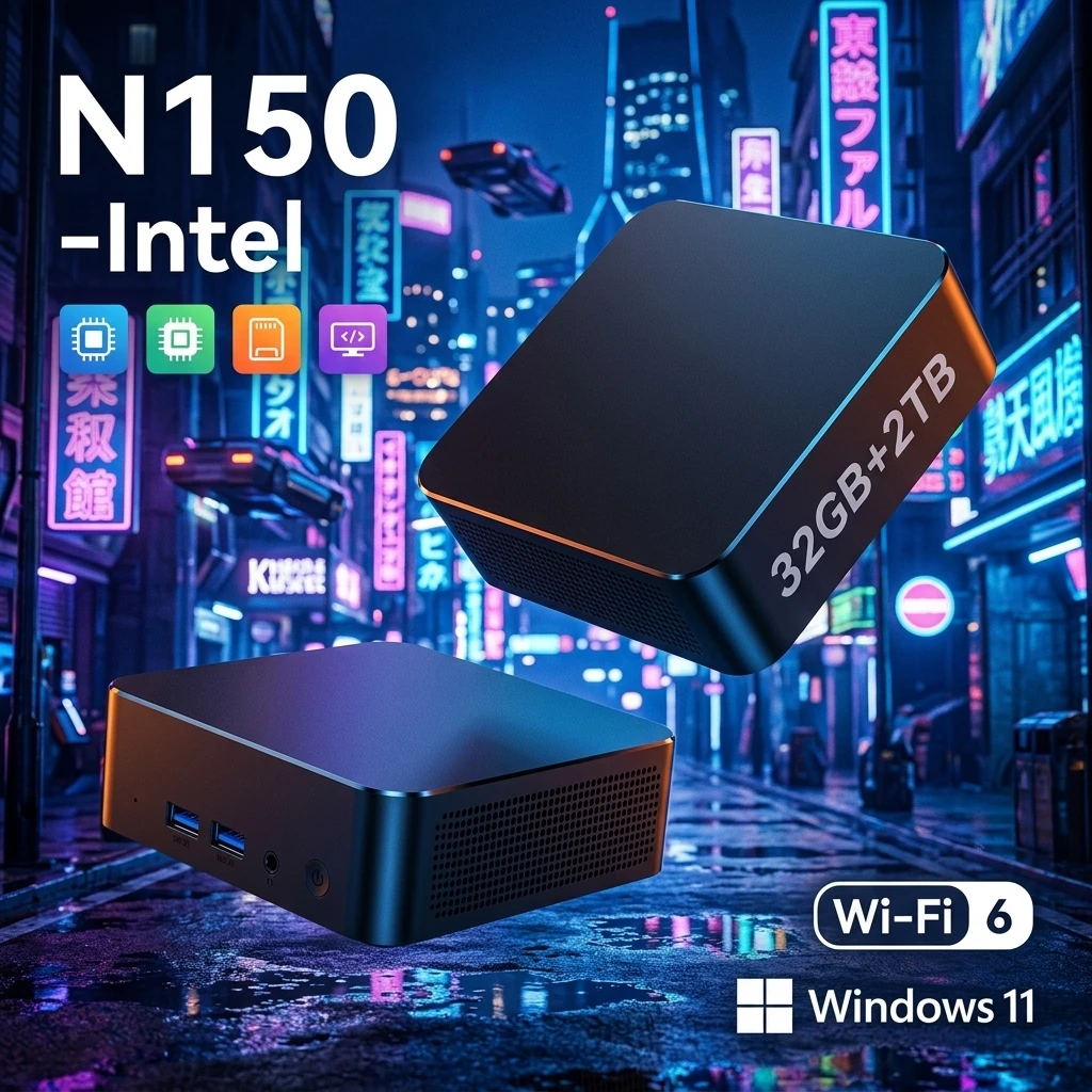 Windows 11 Pro Mini PC , Intel Twin Lake N150 Processor 16GB 32GB RAM 256GB 512GB 1TB SSD Wi-Fi 6 Bluetooth 5.2 Gaming Computer