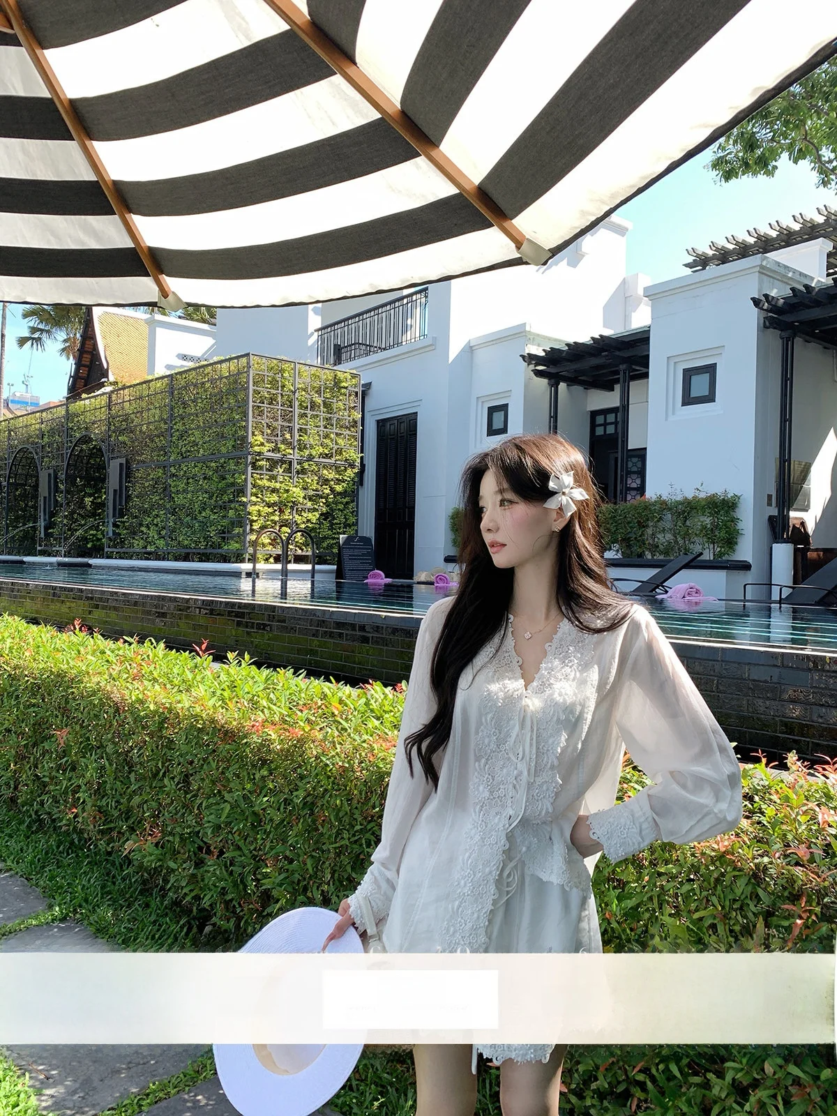 

YOLI White 00% Lyocell Women's Casual V-ne irt Set with orts Spring Faion Comfortable Breathable Long Sve irt