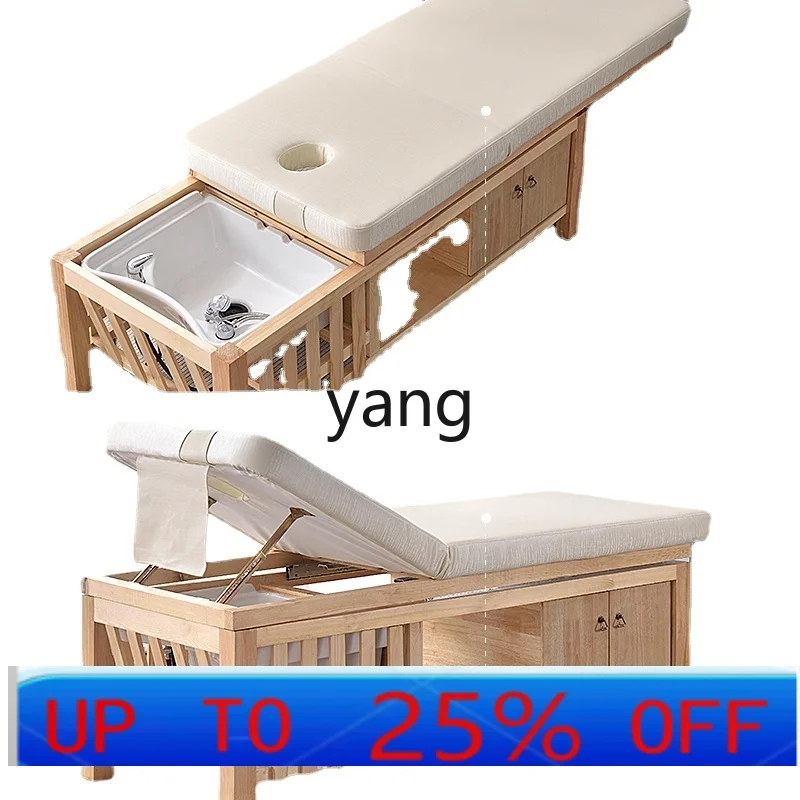 LTT  Water Circulation Wash Hair Saloon Dedicated Solid Wood Beauty Ear Cleaning Push-Pull Flushing Bed