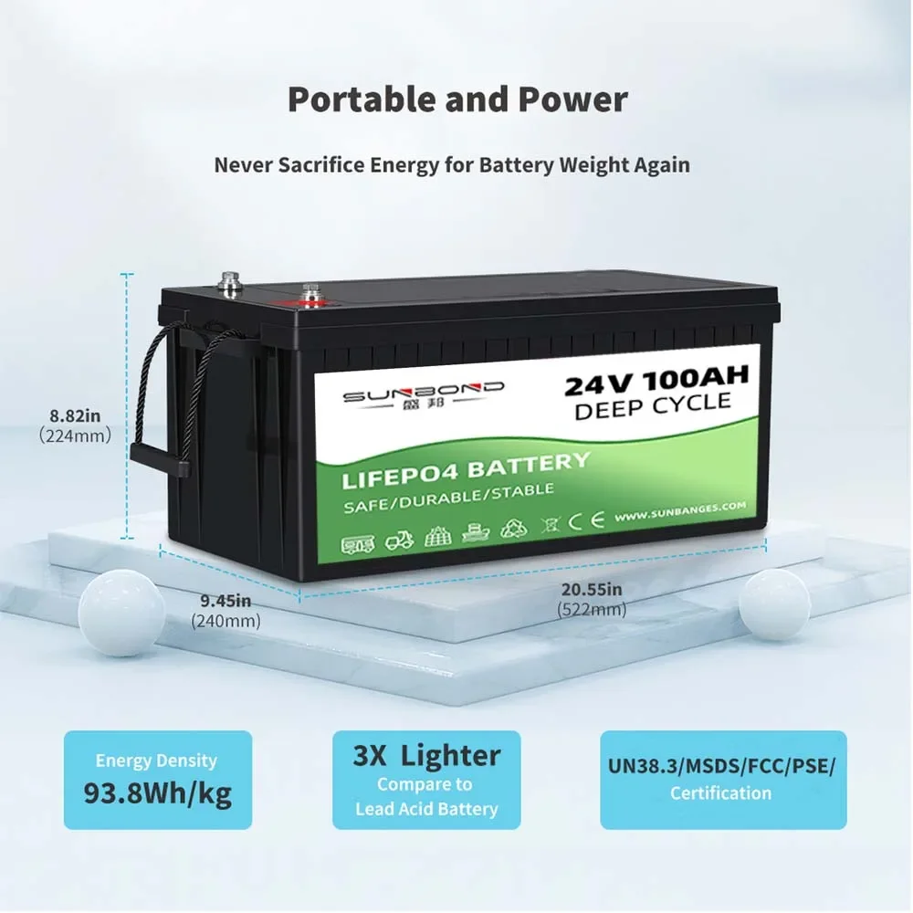 Factory price: 24V 200Ah lithium iron phosphate battery, 10-year lifespan: 24V lifepo4 lithium-ion battery, 100Ah energy storage