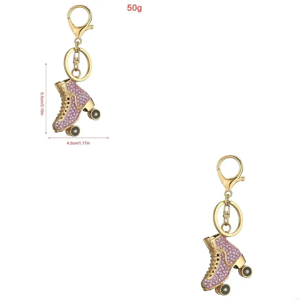 L43A Ice Skates Keychain Sparkling Crystal for Rhinestone Keyrings Car Bag Pendant Purse Handbag Charm for Women Girls