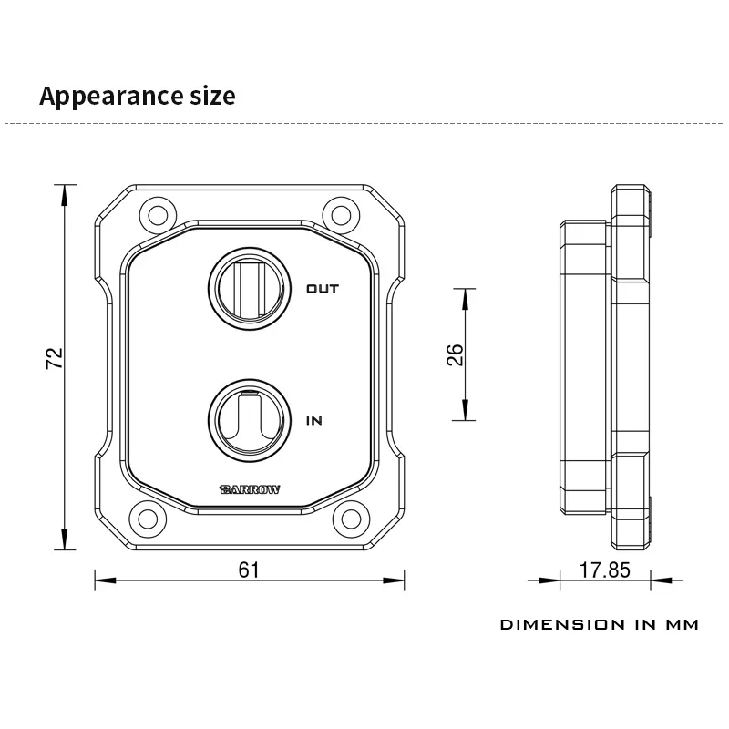 Barrow CPU Water Block Only Use for Intel 12th / 13th Gen Open Lid CPU Copper Radiator LTST-B