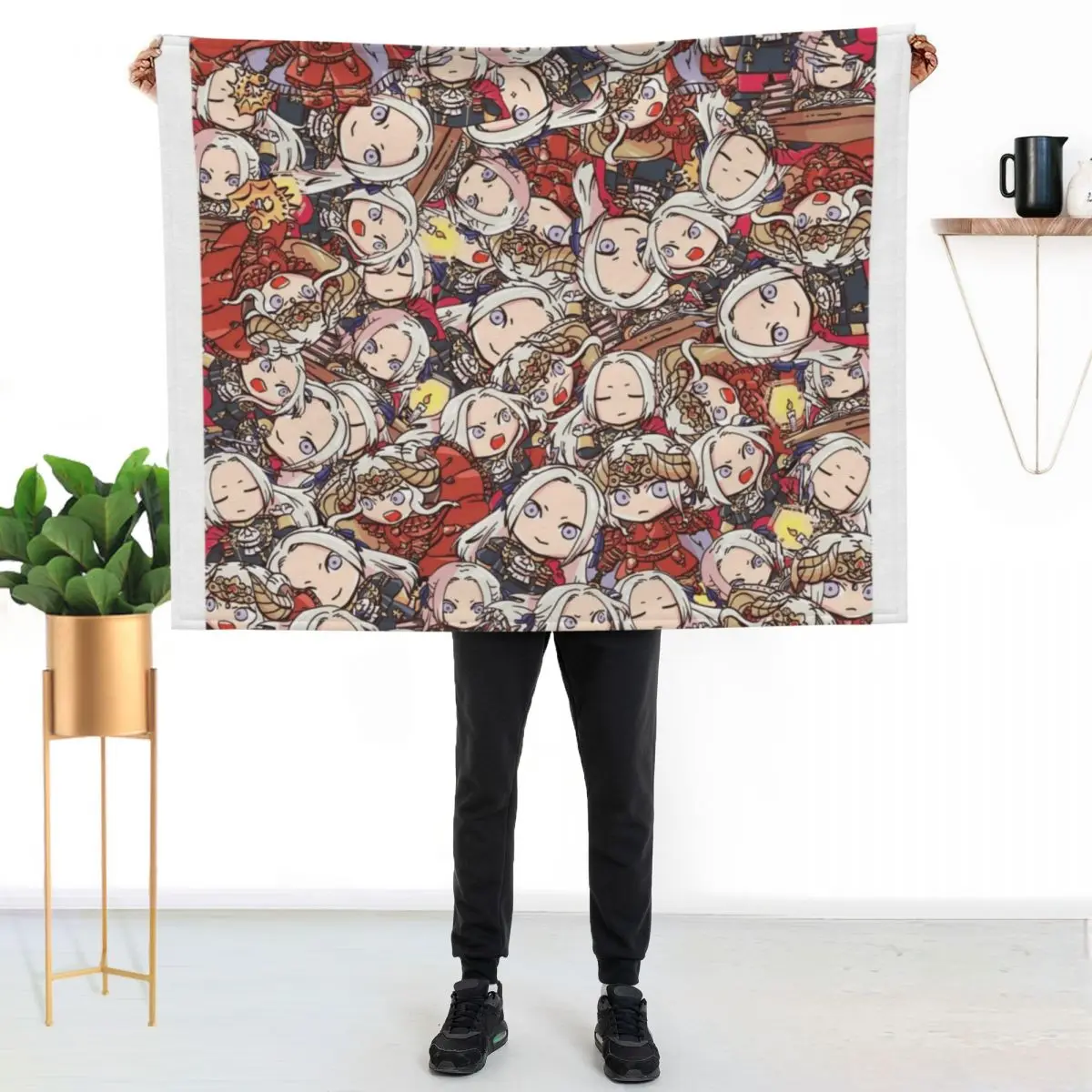 

Fire Emblem Three Houses: Chibi Edelgard Collage Throw Blanket Cozy Throw Blanket Birthday Gift for Him Her