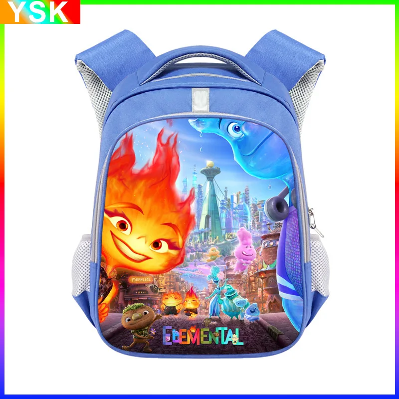 MINISO Disney Elemental Crazy Element City Cartoon Children's School Bags Student Backpacks Reflective Strip School Bags