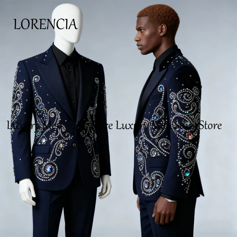 

Роскошные ювелирные изделия, мужские костюмы, комплект из 2 предметов, блестящие смокинги с кристаллами, комплект 2025, наряды для свадебной вечеринки, блейзерные брюки по индивидуальному заказу,かраскрашенные