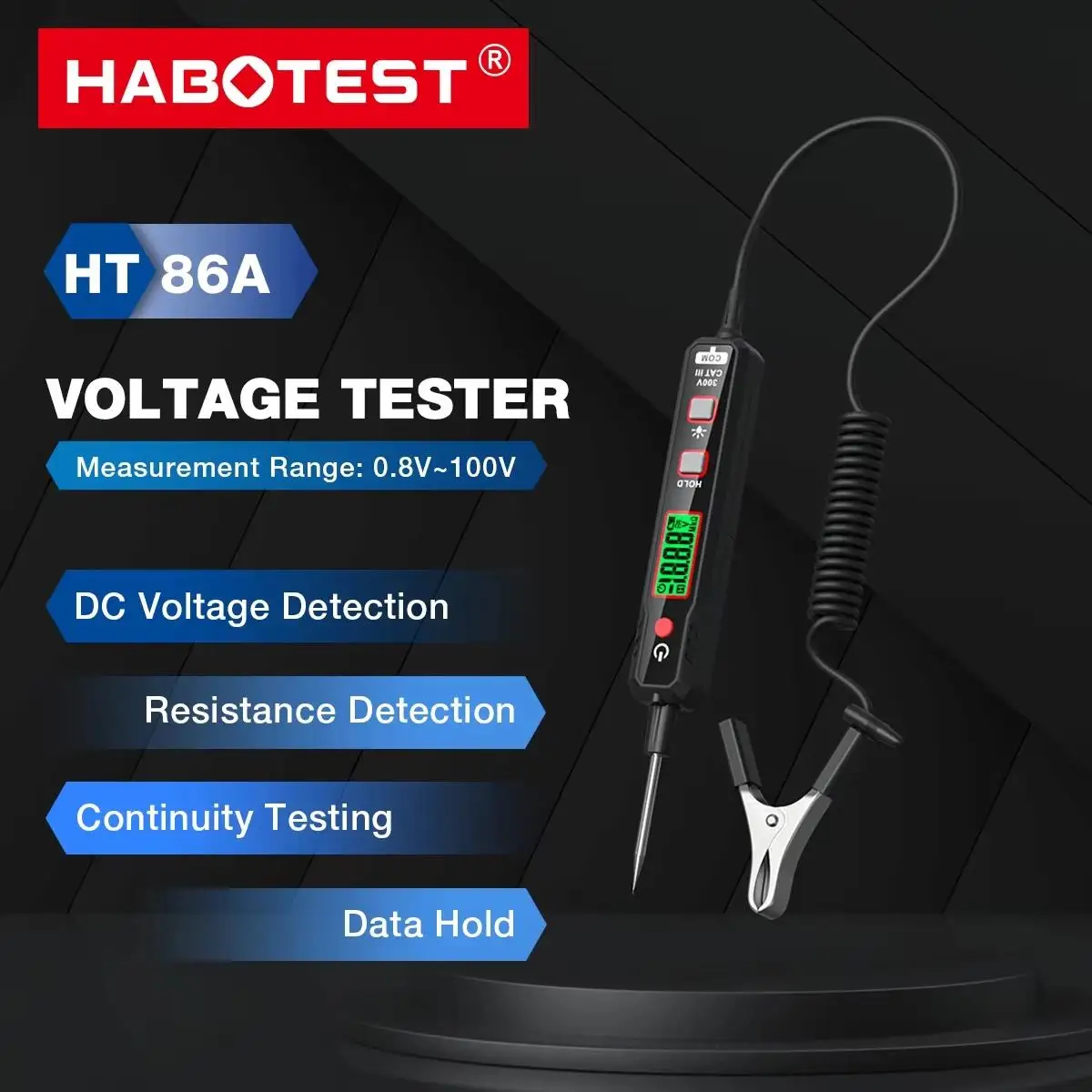 

Детектор напряжения HABOTEST HT86A для автомобилей, бесконтактный тестер напряжения, измеритель сопротивления и омметр, тестер цепей и обнаружения неисправностей автомобиля