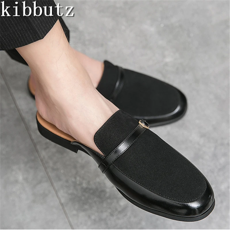 Outdoor-Männer atmungsaktive Half Slide Slipper Marke Designer flache Gürtels chnalle Freizeit schuhe Business Panto letten Größe 38-48