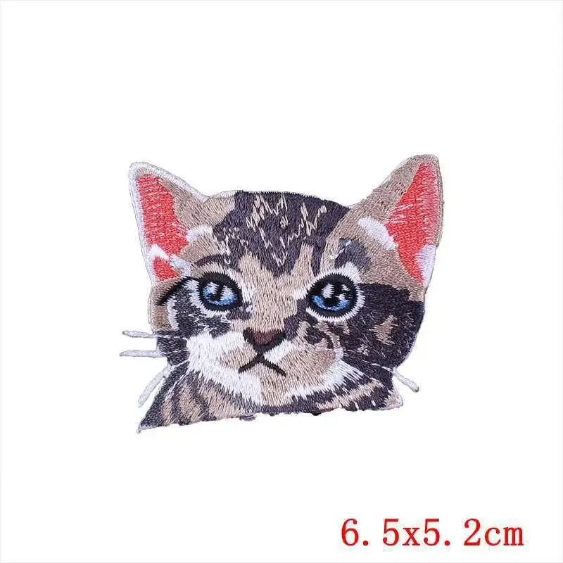 50 buah Patch bordir jumlah besar pada Patch untuk pakaian kepala kucing stiker pakaian jahit termal perekat Applique Fusion