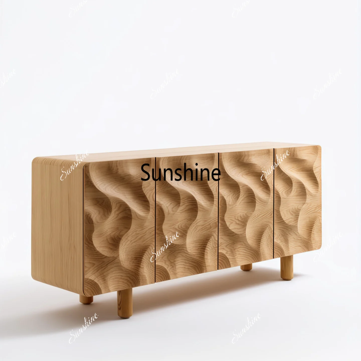 

Medieval solid wood creative dining side cabinet household living room modern wave entrance cabinet