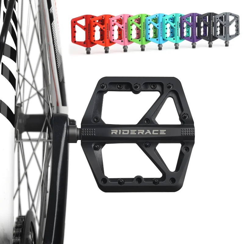 AliExpress riderace Bicycle Pedal Anti-Slip Ultralight Nylon DU Bearing For Road Mountain Bike Pedals Multicolor Flat Platform Cycling Accessories